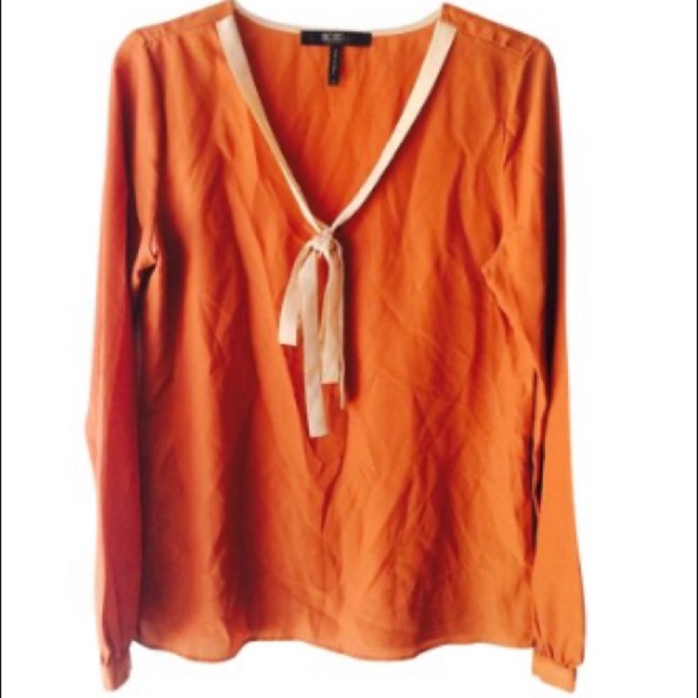 BCBG Long Sleeve Bow Tie Top